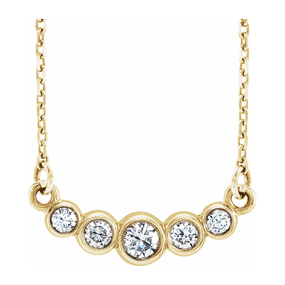 Alternate view of the 14K Yellow, White or Rose Gold &amp; Diamond 5 Stone Necklace, 16-18 Inch by The Black Bow Jewelry Co.