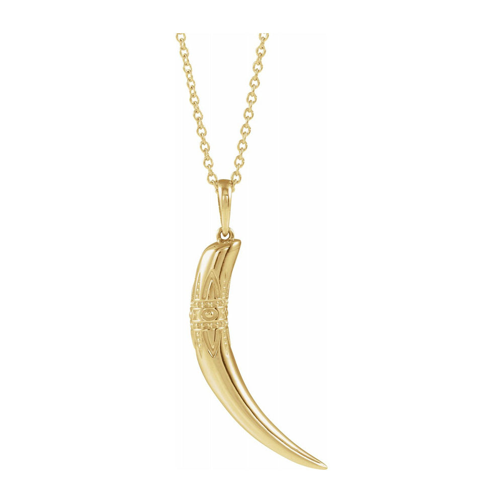 14K Yellow Gold 3D Hollow Tusk Necklace, 16-18 Inch, Item N22809 by The Black Bow Jewelry Co.