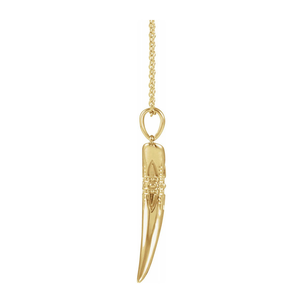 Alternate view of the 14K Yellow Gold 3D Hollow Tusk Necklace, 16-18 Inch by The Black Bow Jewelry Co.