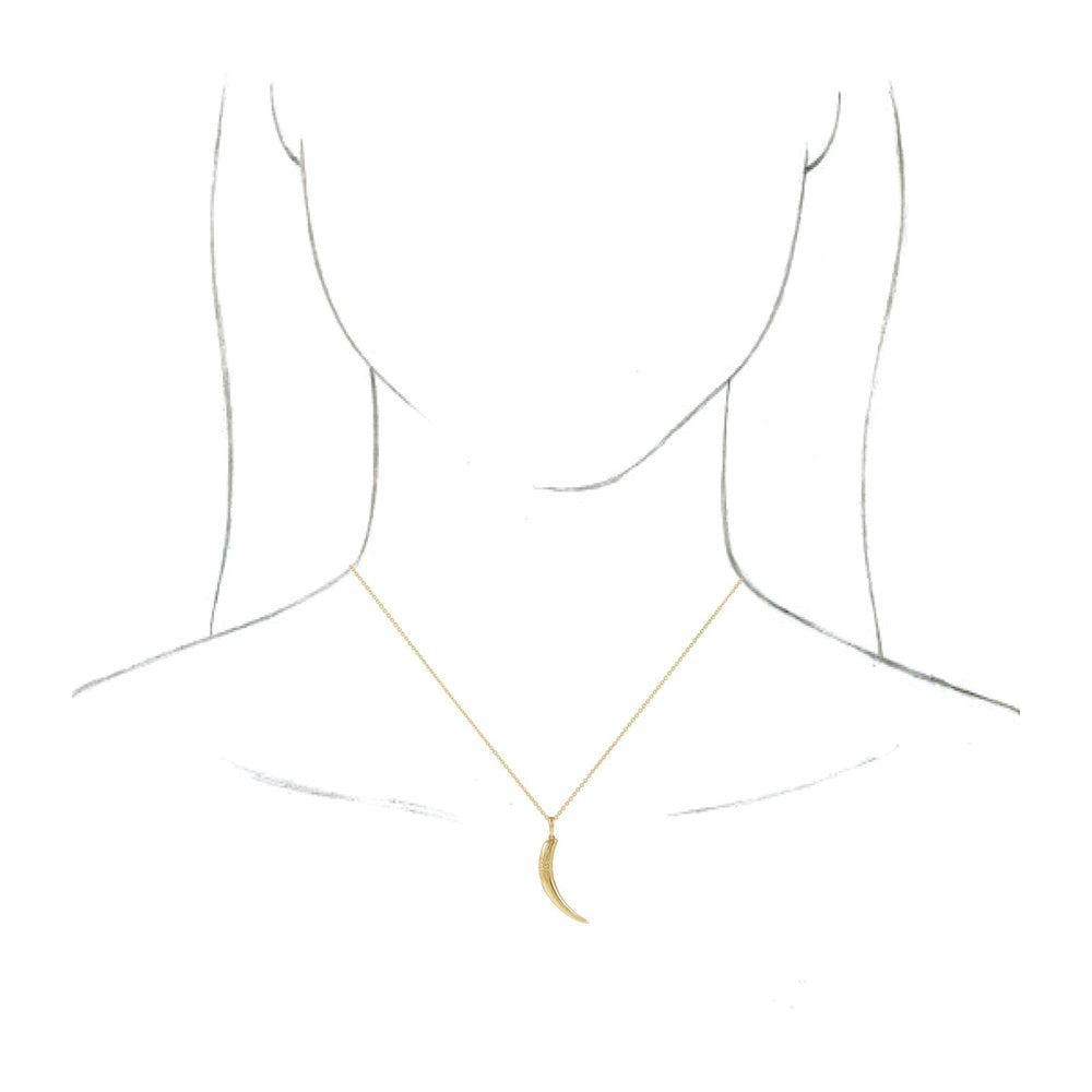 Alternate view of the 14K Yellow Gold 3D Hollow Tusk Necklace, 16-18 Inch by The Black Bow Jewelry Co.