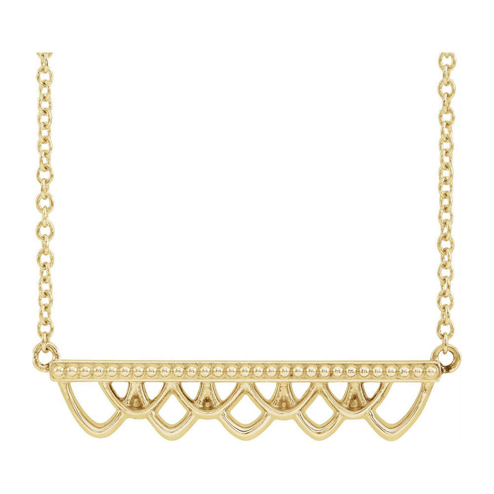 14K Yellow Gold Vintage Inspired Bar Necklace, 18 Inch, Item N22810 by The Black Bow Jewelry Co.