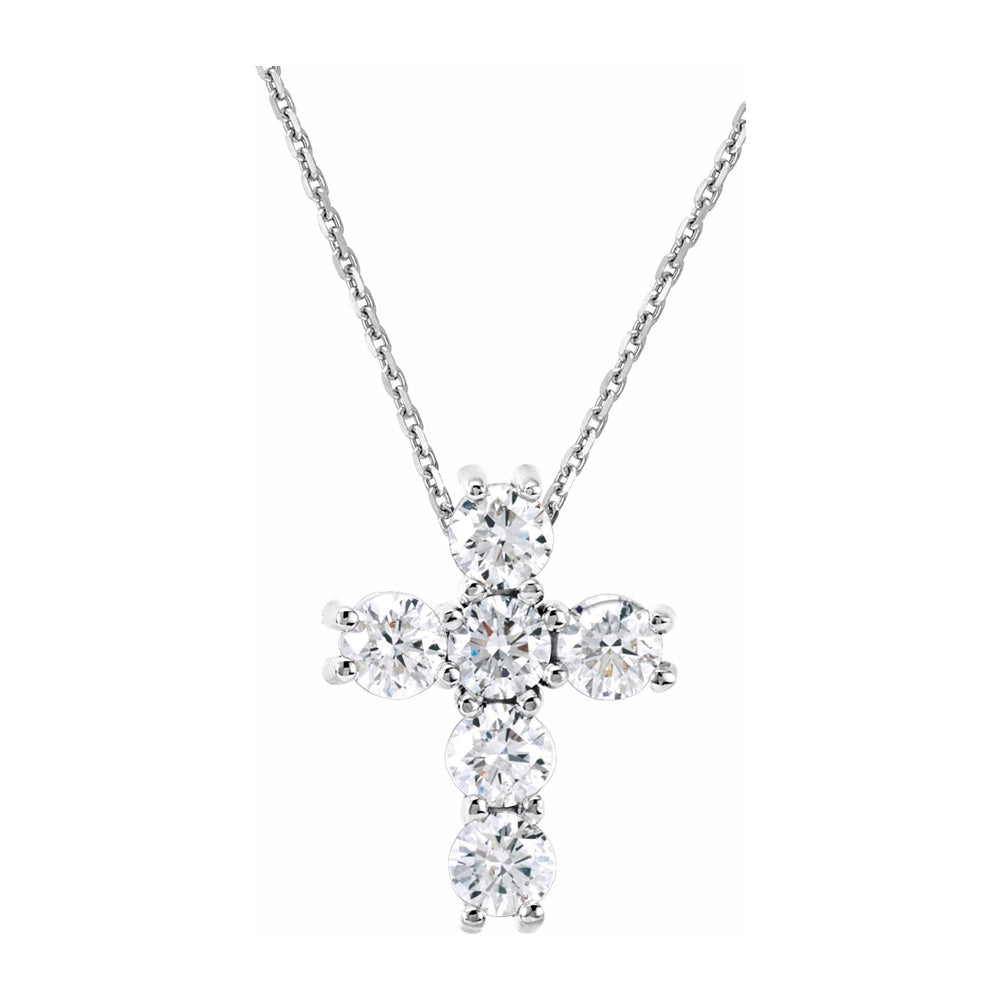 14K White Gold 1/4 CTW Diamond 10mm Cross Necklace, 18 Inch, Item N22811 by The Black Bow Jewelry Co.