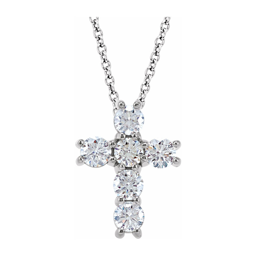 14K White Gold 3/4 CTW Diamond 14mm Cross Necklace, 18 Inch, Item N22812 by The Black Bow Jewelry Co.