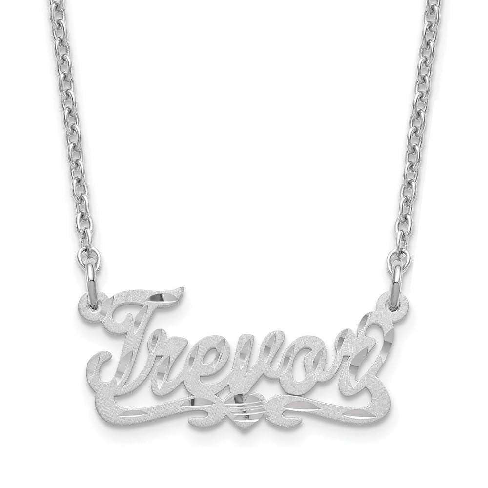 Personalized Brushed and Diamond-Cut One Heart Name Necklace, Item N22817 by The Black Bow Jewelry Co.