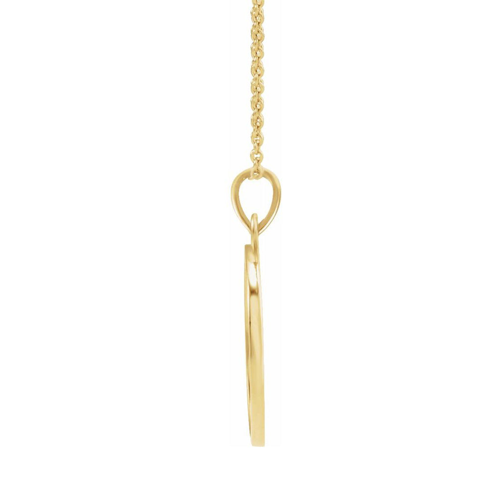 Alternate view of the 14K Yellow Gold Live Engraved Disc Necklace, 16-18 Inch by The Black Bow Jewelry Co.