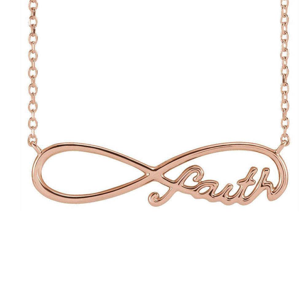 14K Yellow, White or Rose Gold Faith Infinity Necklace, 18 Inch, Item N22819 by The Black Bow Jewelry Co.