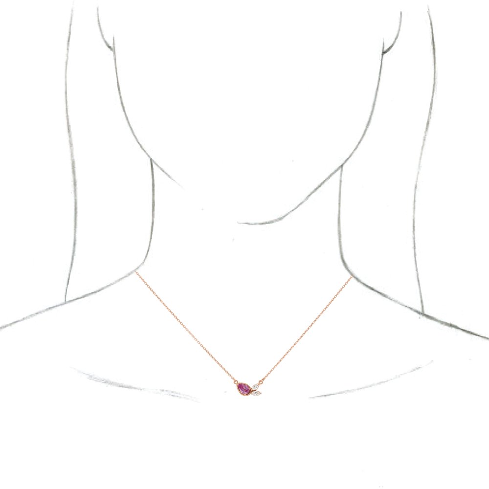 Alternate view of the 14K Rose Gold Pink Sapphire & 1/6 CTW Diamond Necklace, 16 or 18 Inch by The Black Bow Jewelry Co.
