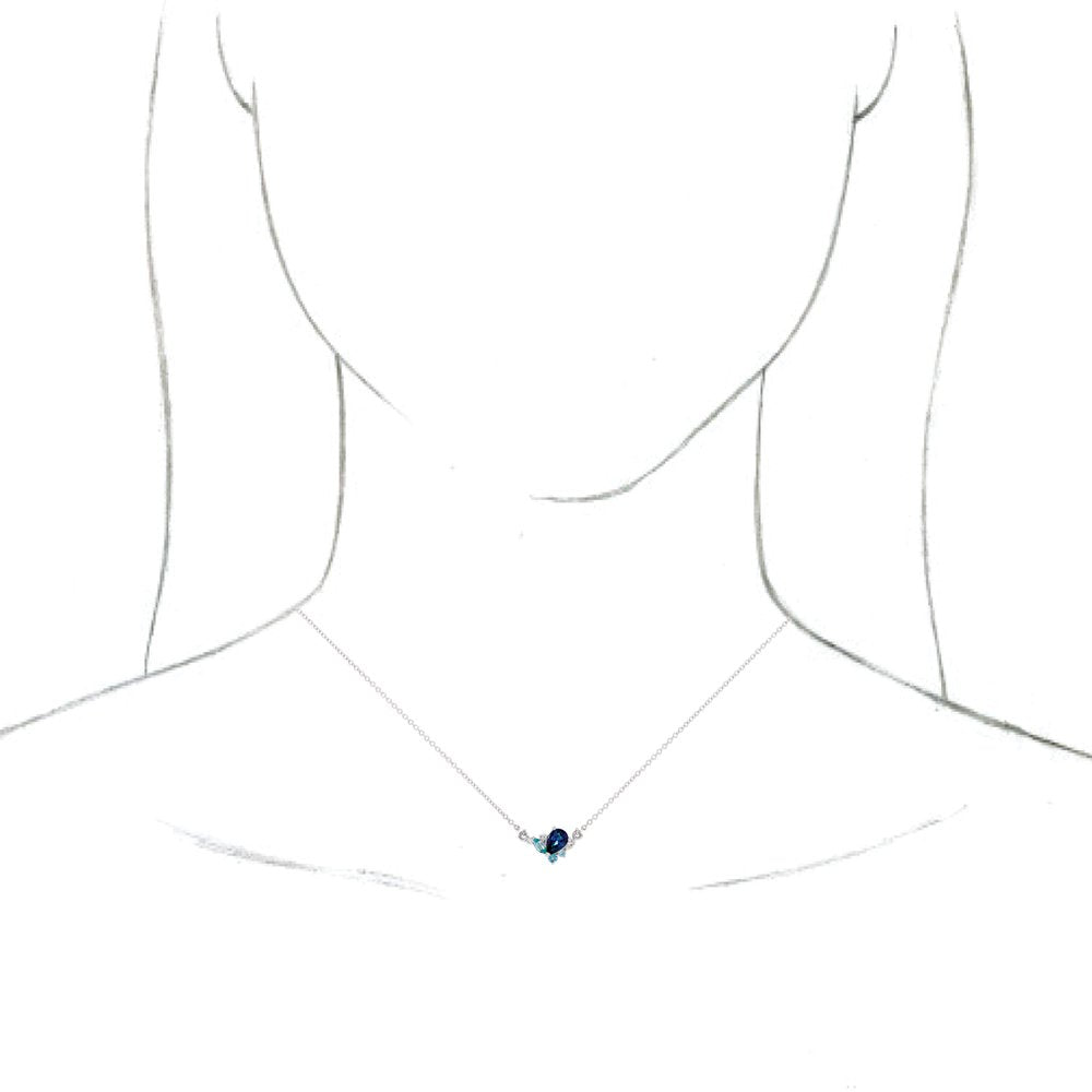 Alternate view of the 14K White Gold Multi-Gemstone &amp; .06 CTW Diamond Necklace, 18 Inch by The Black Bow Jewelry Co.