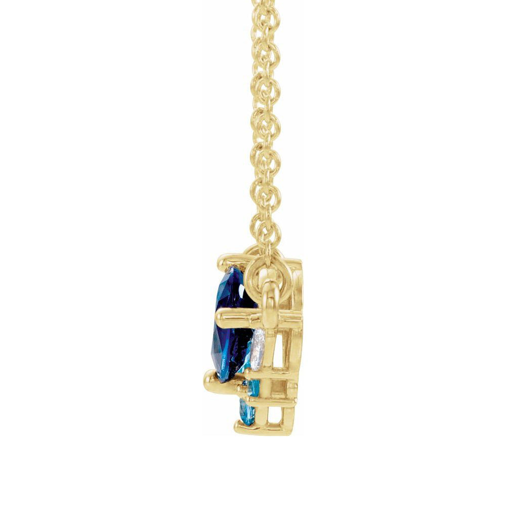 Alternate view of the 14K Yellow Gold Multi-Gemstone &amp; .06 CTW Diamond Necklace, 18 Inch by The Black Bow Jewelry Co.