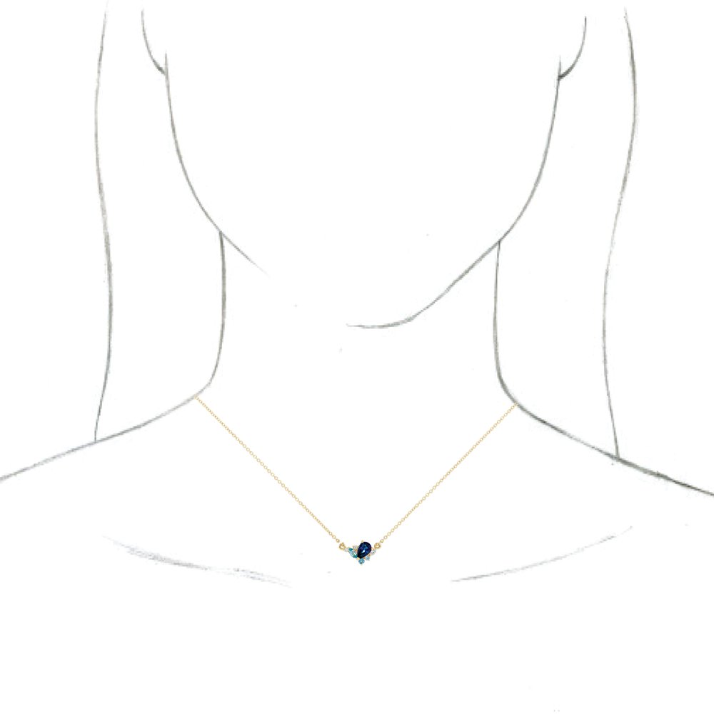 Alternate view of the 14K Yellow Gold Multi-Gemstone &amp; .06 CTW Diamond Necklace, 18 Inch by The Black Bow Jewelry Co.