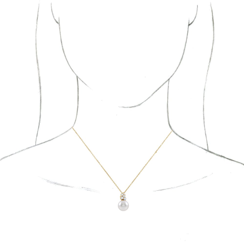 Alternate view of the 14K Yellow Gold FW Cultured Pearl &amp; 1/4 CTW Diamond Necklace, 16-18 In by The Black Bow Jewelry Co.