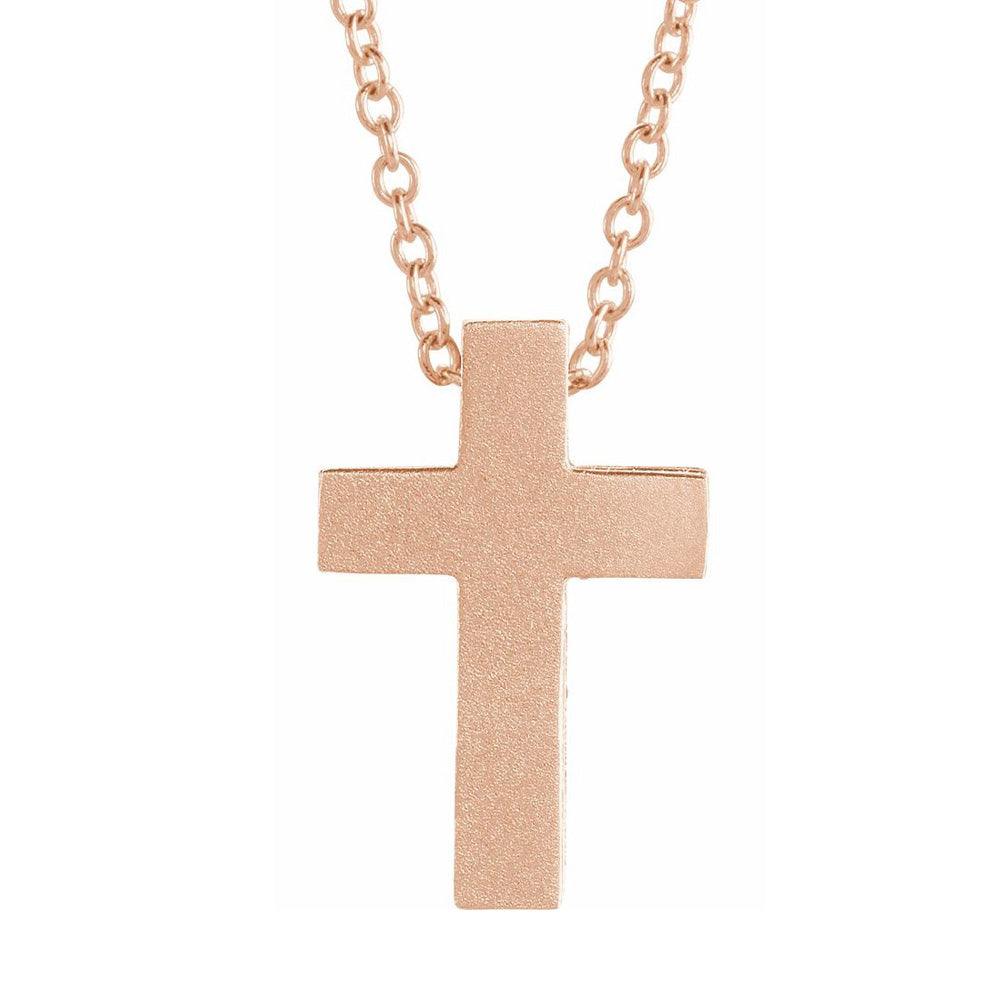 14K Gold Tiny Satin Side Scroll Cross Necklace, 16-18 Inch, Item N22824 by The Black Bow Jewelry Co.