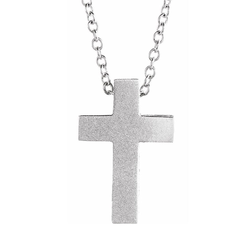 Alternate view of the 14K Gold Tiny Satin Side Scroll Cross Necklace, 16-18 Inch by The Black Bow Jewelry Co.