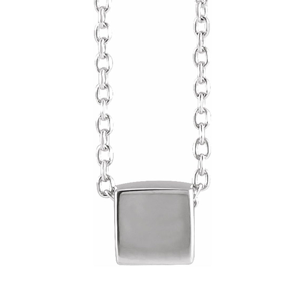 14K Yellow or White Gold Tiny 5mm Cube Necklace, 18 Inch, Item N22837 by The Black Bow Jewelry Co.