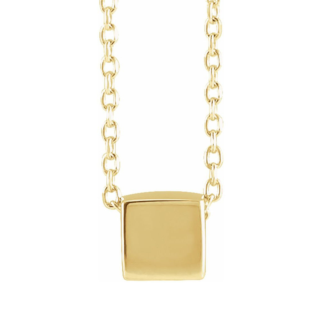 Alternate view of the 14K Yellow or White Gold Tiny 5mm Cube Necklace, 18 Inch by The Black Bow Jewelry Co.