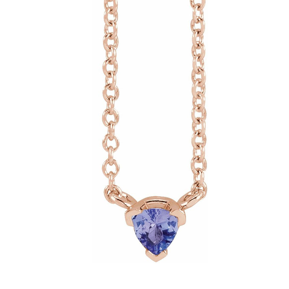 14K White, Yellow or Rose Gold 5mm Tanzanite Solitaire Necklace, 18 In, Item N22841 by The Black Bow Jewelry Co.