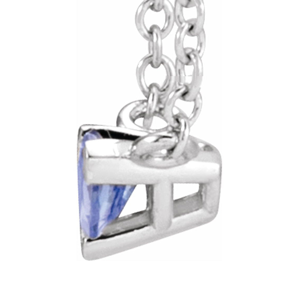 Alternate view of the 14K White Gold 5mm Trillion Tanzanite Solitaire Necklace, 18 Inch by The Black Bow Jewelry Co.