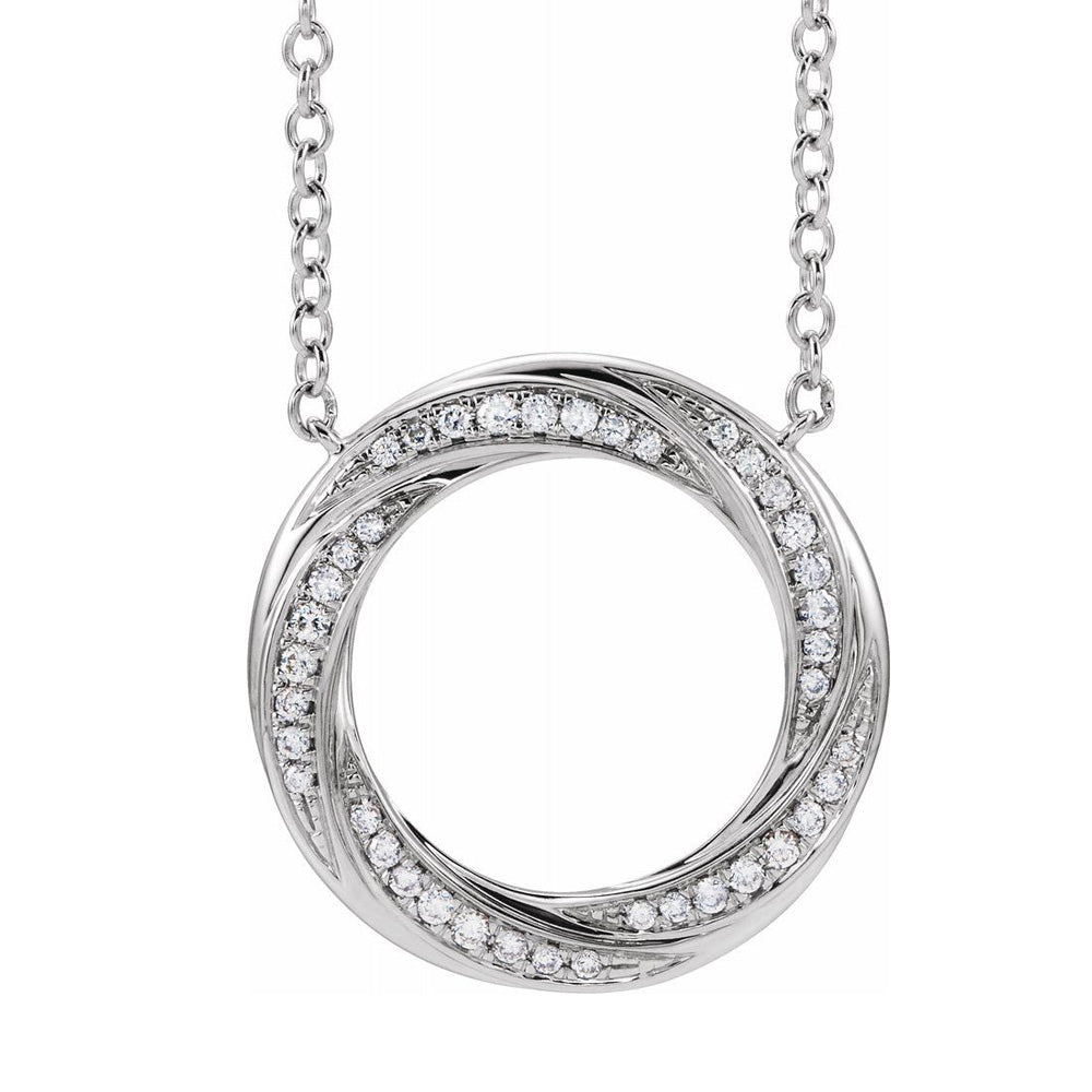 14K Yellow or White Gold 1/5 CTW Diamond Circle Necklace, 16-18 Inch, Item N22842 by The Black Bow Jewelry Co.