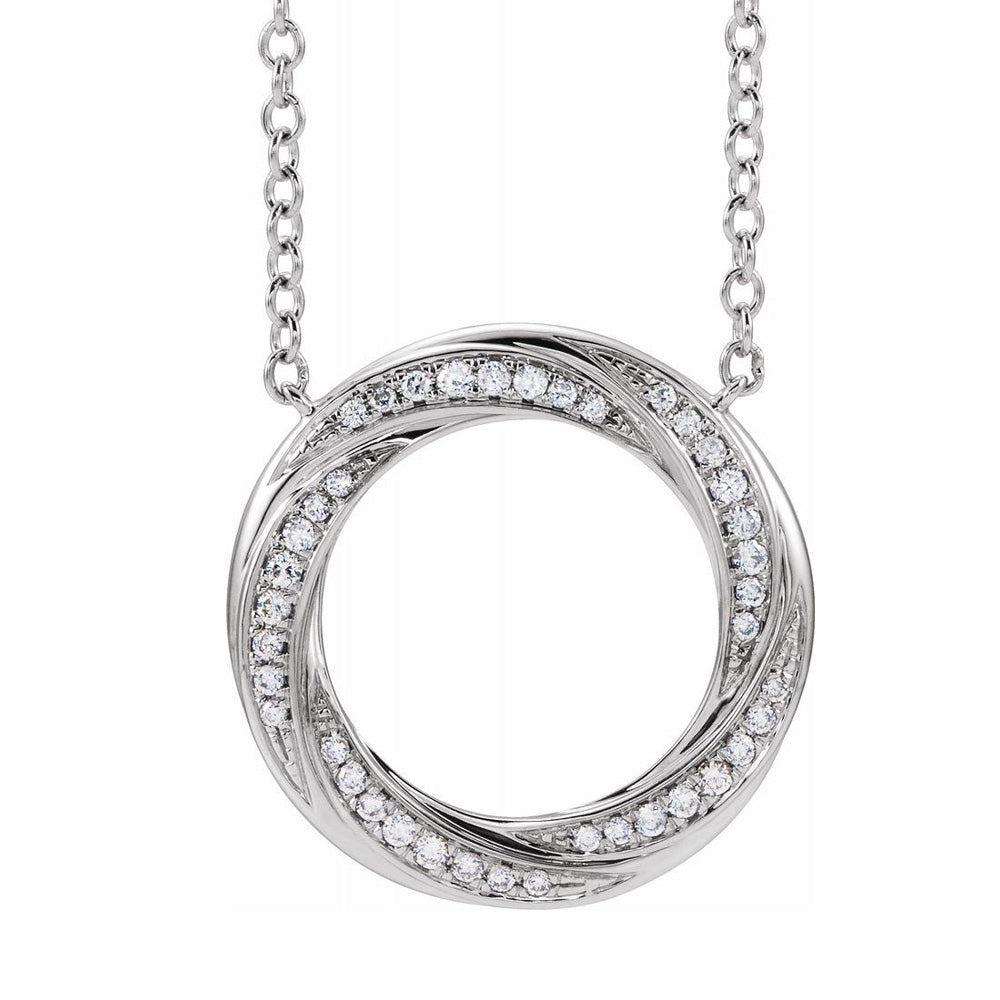 14K Yellow or White Gold 1/5 CTW Diamond Circle Necklace, 16-18 Inch, Item N22842 by The Black Bow Jewelry Co.