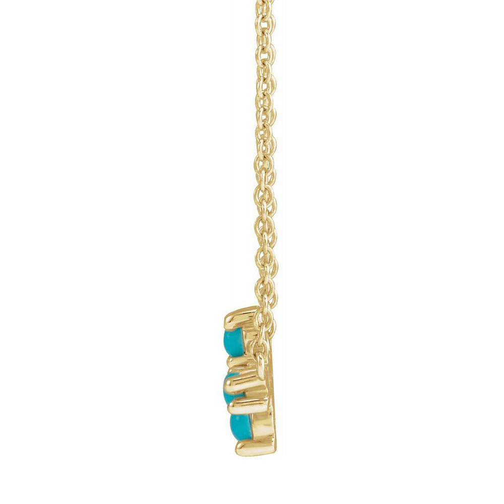 Alternate view of the 14K Yellow Gold Turquoise Petite Sideways Cross Necklace, 18 Inch by The Black Bow Jewelry Co.
