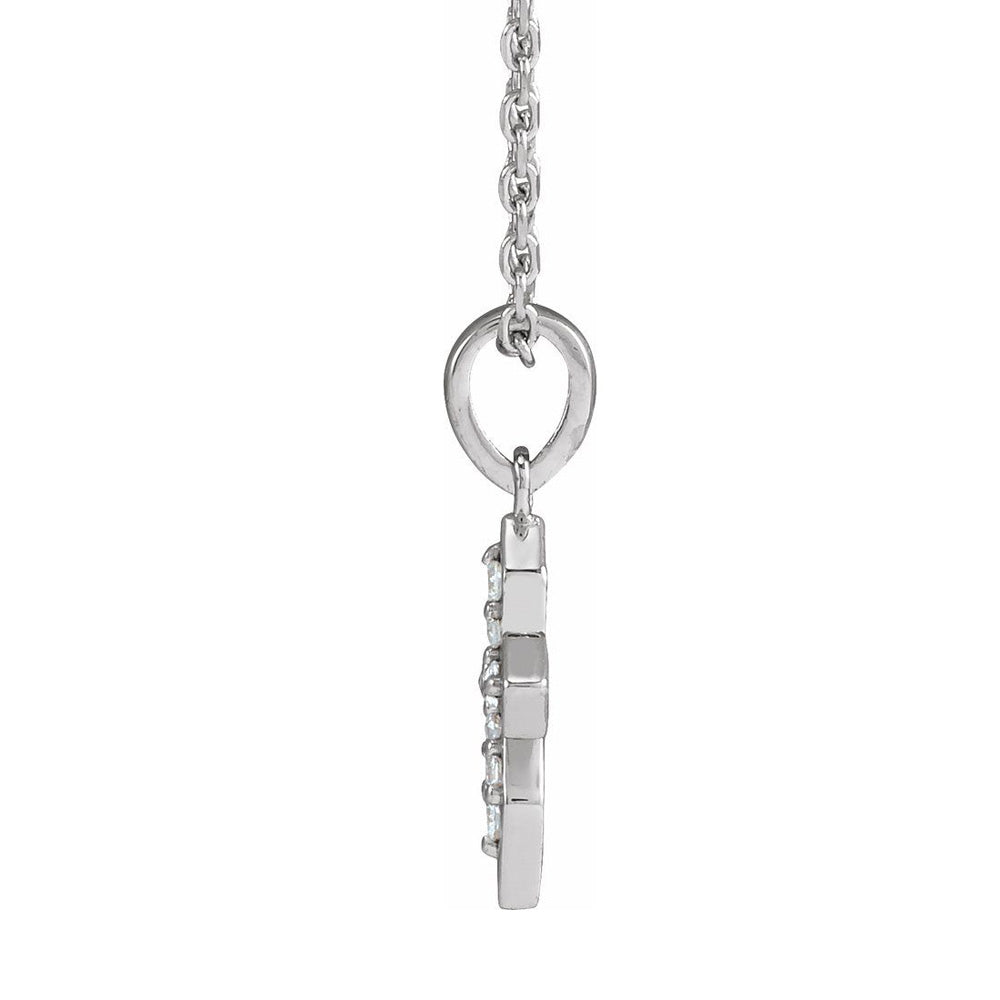 Alternate view of the 14K White Gold .06 CTW Diamond Petite Cross Necklace, 16-18 Inch by The Black Bow Jewelry Co.
