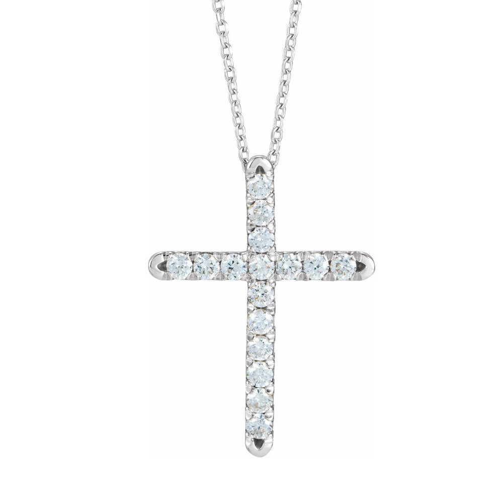 Alternate view of the 14K Yellow, White or Rose Gold 1/2 CTW Diamond Cross Necklace, 16-18in by The Black Bow Jewelry Co.