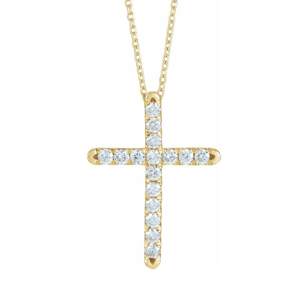 Alternate view of the 14K Yellow, White or Rose Gold 1/2 CTW Diamond Cross Necklace, 16-18in by The Black Bow Jewelry Co.