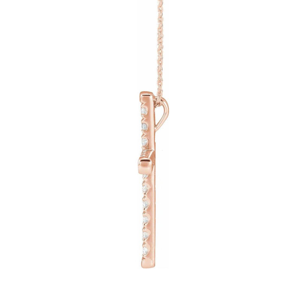 Alternate view of the 14K Rose Gold 1 CTW Diamond Cross Necklace, 16-18 Inch by The Black Bow Jewelry Co.
