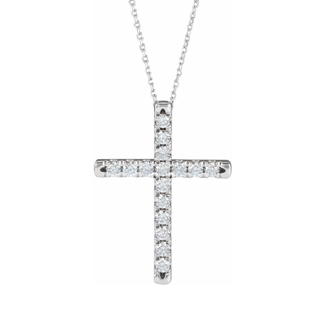 Alternate view of the 14K Yellow, White or Rose Gold 1 CTW Diamond Cross Necklace, 16-18in by The Black Bow Jewelry Co.