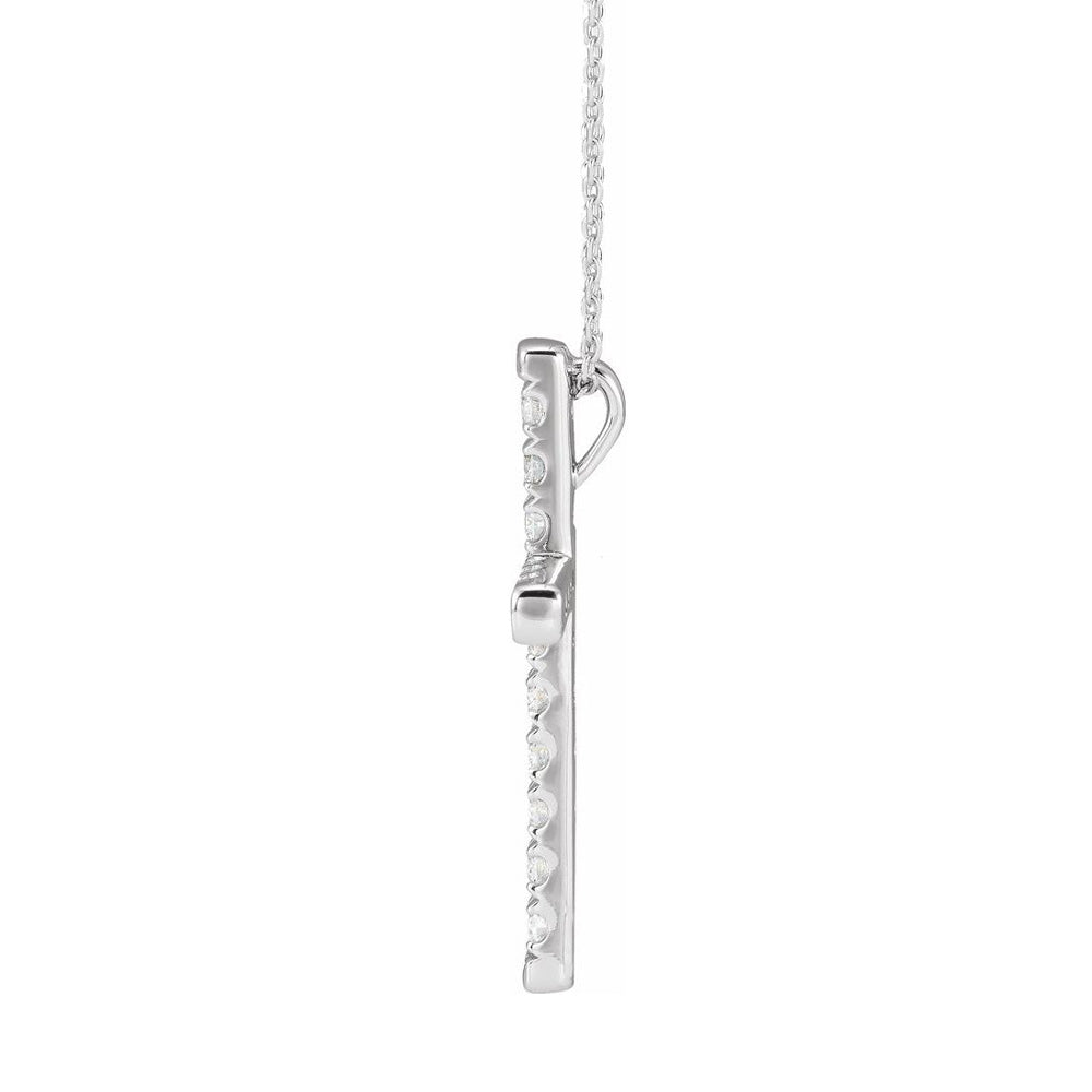 Alternate view of the 14K White Gold 1 CTW Diamond Cross Necklace, 16-18 Inch by The Black Bow Jewelry Co.