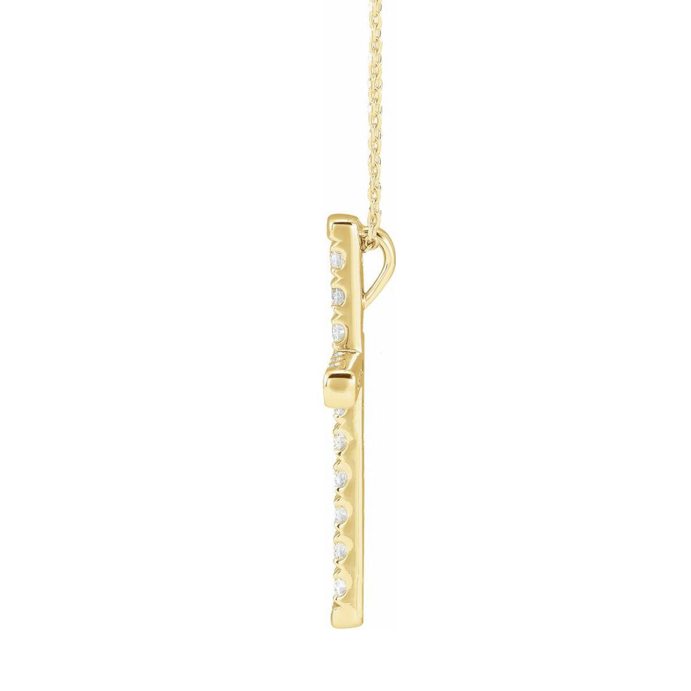 Alternate view of the 14K Yellow Gold 1 CTW Diamond Cross Necklace, 16-18 Inch by The Black Bow Jewelry Co.