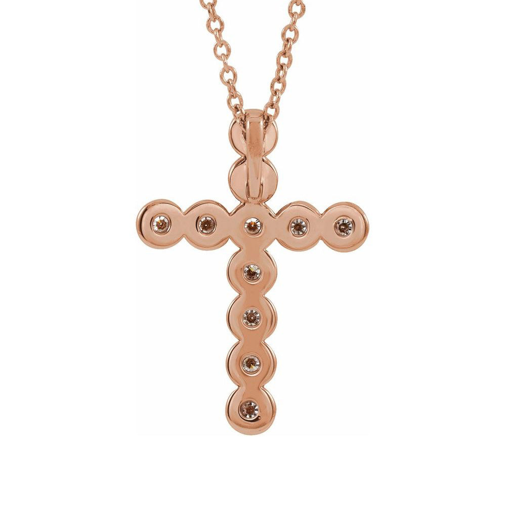 Alternate view of the 14K Rose Gold 1/4 CTW Diamond Cross Necklace, 16-18 Inch by The Black Bow Jewelry Co.