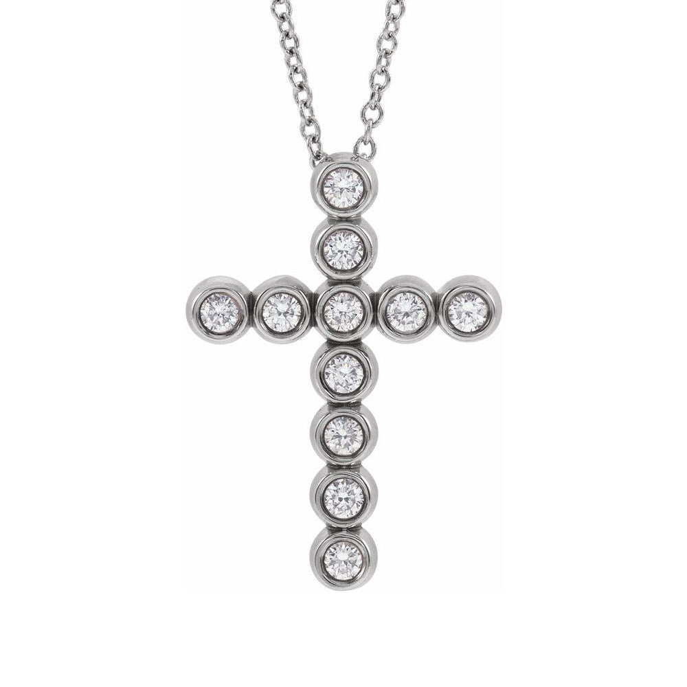 Alternate view of the 14K Yellow, White or Rose Gold 1/4 CTW Diamond Cross Necklace, 16-18in by The Black Bow Jewelry Co.