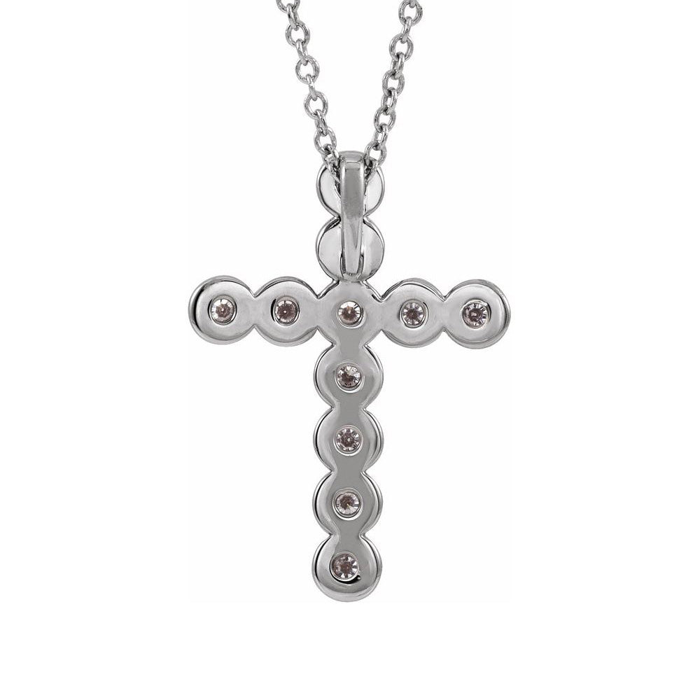 Alternate view of the 14K White Gold 1/4 CTW Diamond Cross Necklace, 16-18 Inch by The Black Bow Jewelry Co.