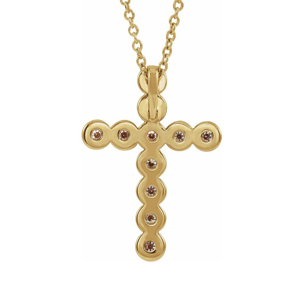 Alternate view of the 14K Yellow Gold 1/4 CTW Diamond Cross Necklace, 16-18 Inch by The Black Bow Jewelry Co.