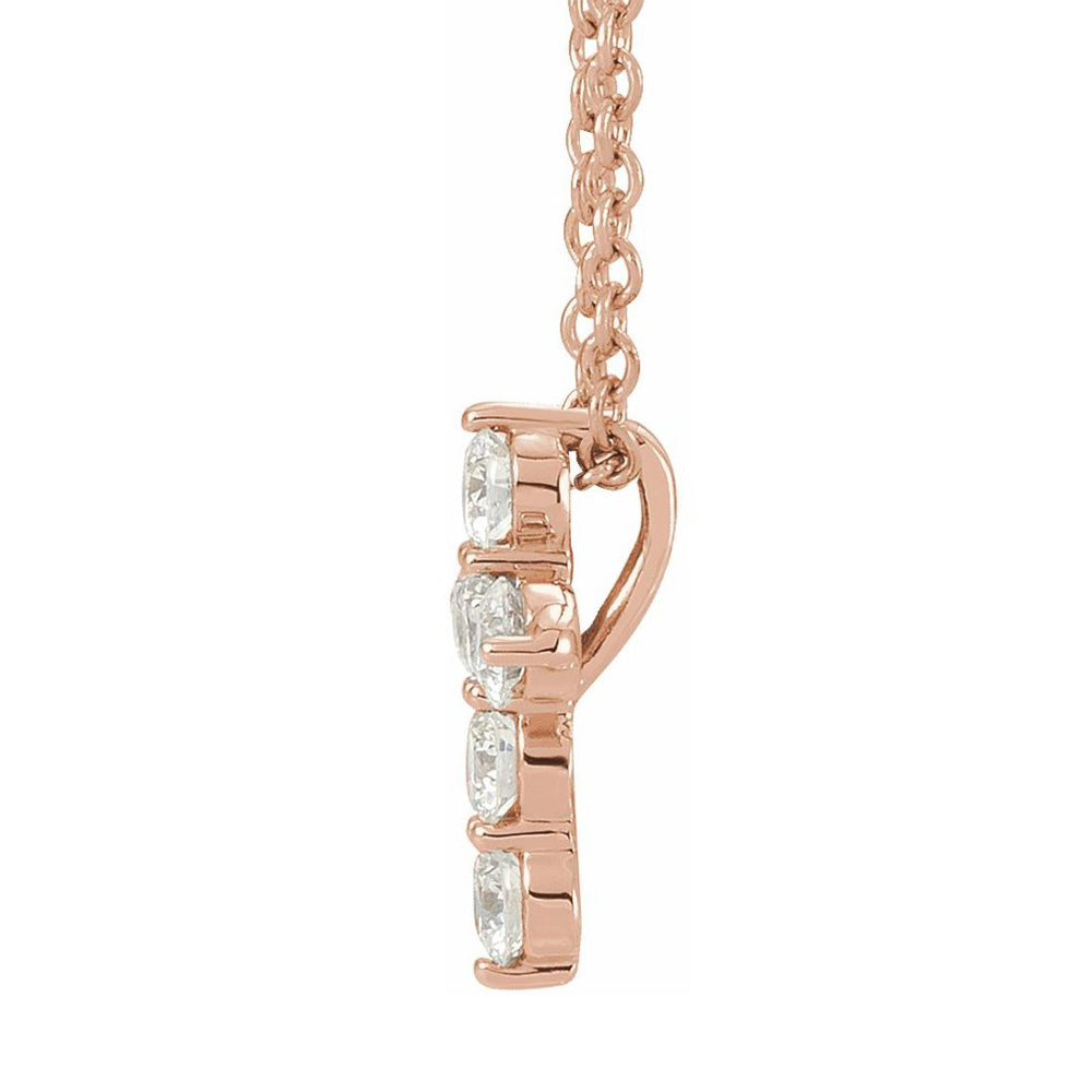 Alternate view of the 14K Rose Gold 1/4 CTW Diamond 6-Stone Cross Necklace, 16-18 Inch by The Black Bow Jewelry Co.