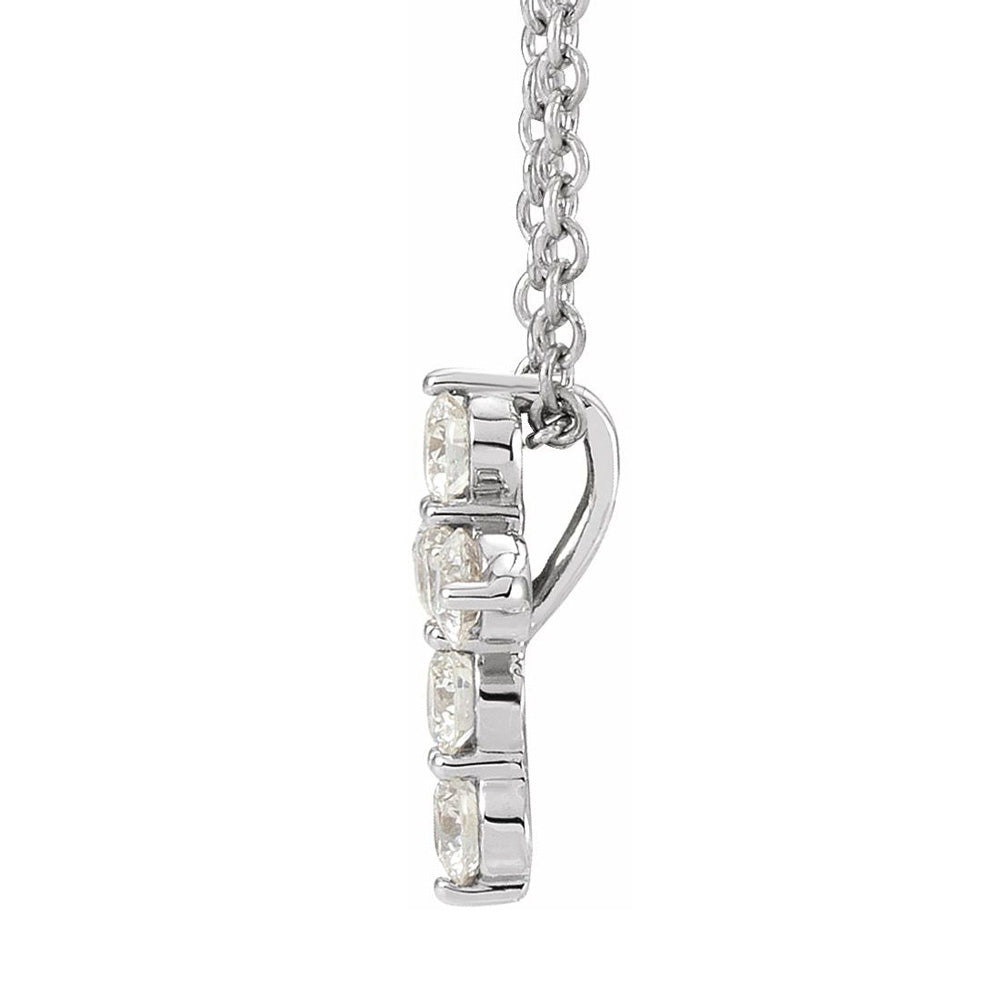 Alternate view of the 14K White Gold 1/4 CTW Diamond 6-Stone Cross Necklace, 16-18 Inch by The Black Bow Jewelry Co.