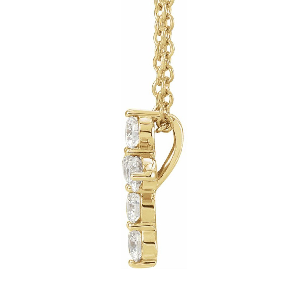 Alternate view of the 14K Yellow Gold 1/4 CTW Diamond 6-Stone Cross Necklace, 16-18in by The Black Bow Jewelry Co.
