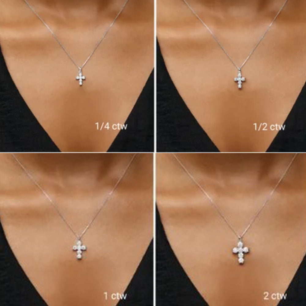 Alternate view of the 14K White Gold 1/4 CTW Diamond 6-Stone Cross Necklace, 16-18 Inch by The Black Bow Jewelry Co.