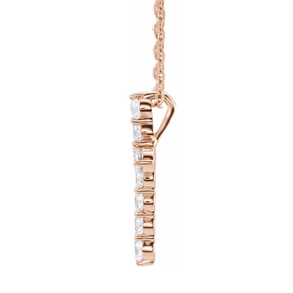 Alternate view of the 14K Rose Gold 1/4 CTW Diamond 11-Stone Cross Necklace, 16-18 Inch by The Black Bow Jewelry Co.