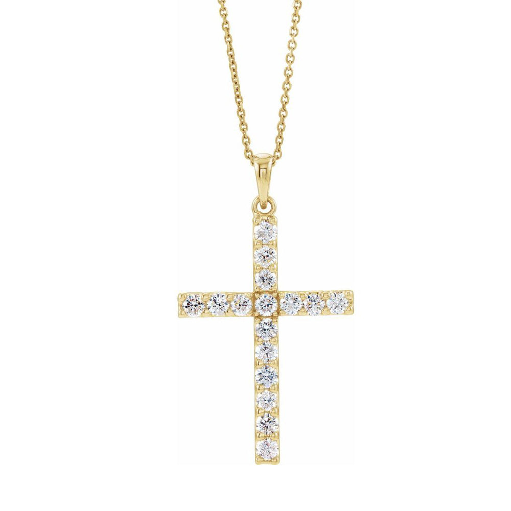 Alternate view of the 14K Yellow or White Gold 3/4 CTW Diamond Cross Necklace, 18 Inch by The Black Bow Jewelry Co.