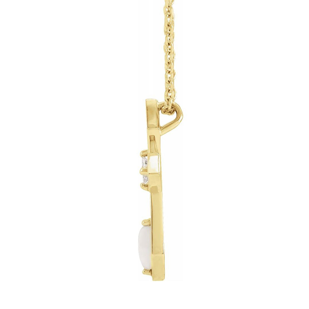 Alternate view of the 14K Yellow Gold Opal & .05 CT Diamond Passion Cross Necklace, 16-18 In by The Black Bow Jewelry Co.