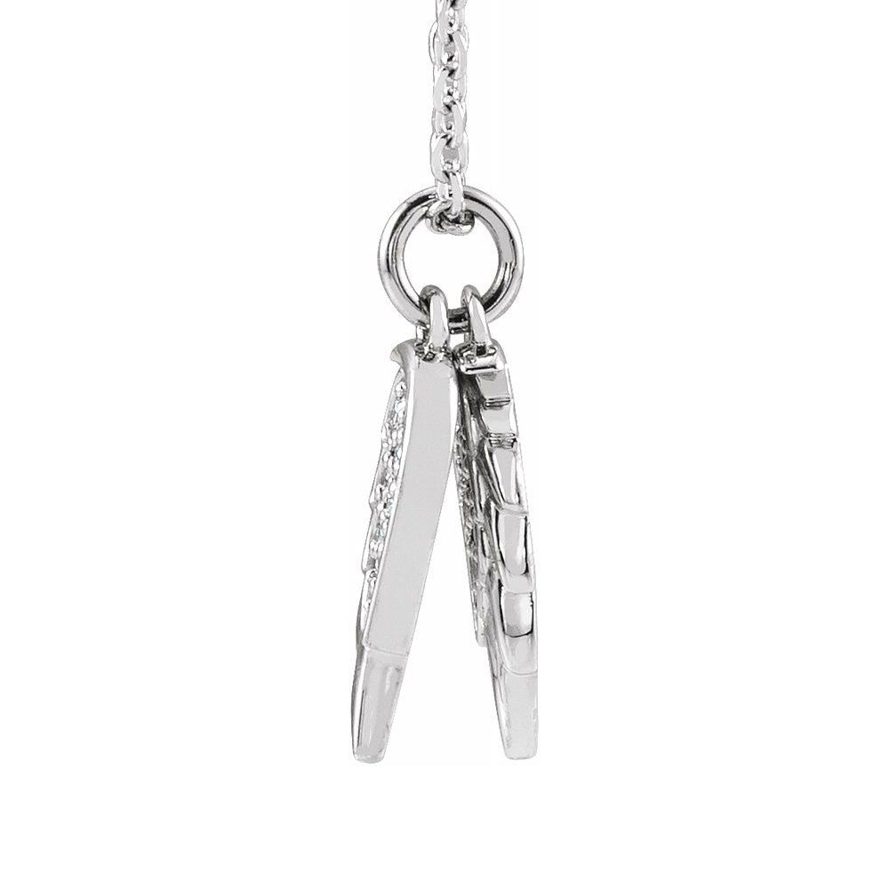 Alternate view of the Sterling Silver .03 CTW Diamond Angel Wings Necklace, 16-18 Inch by The Black Bow Jewelry Co.