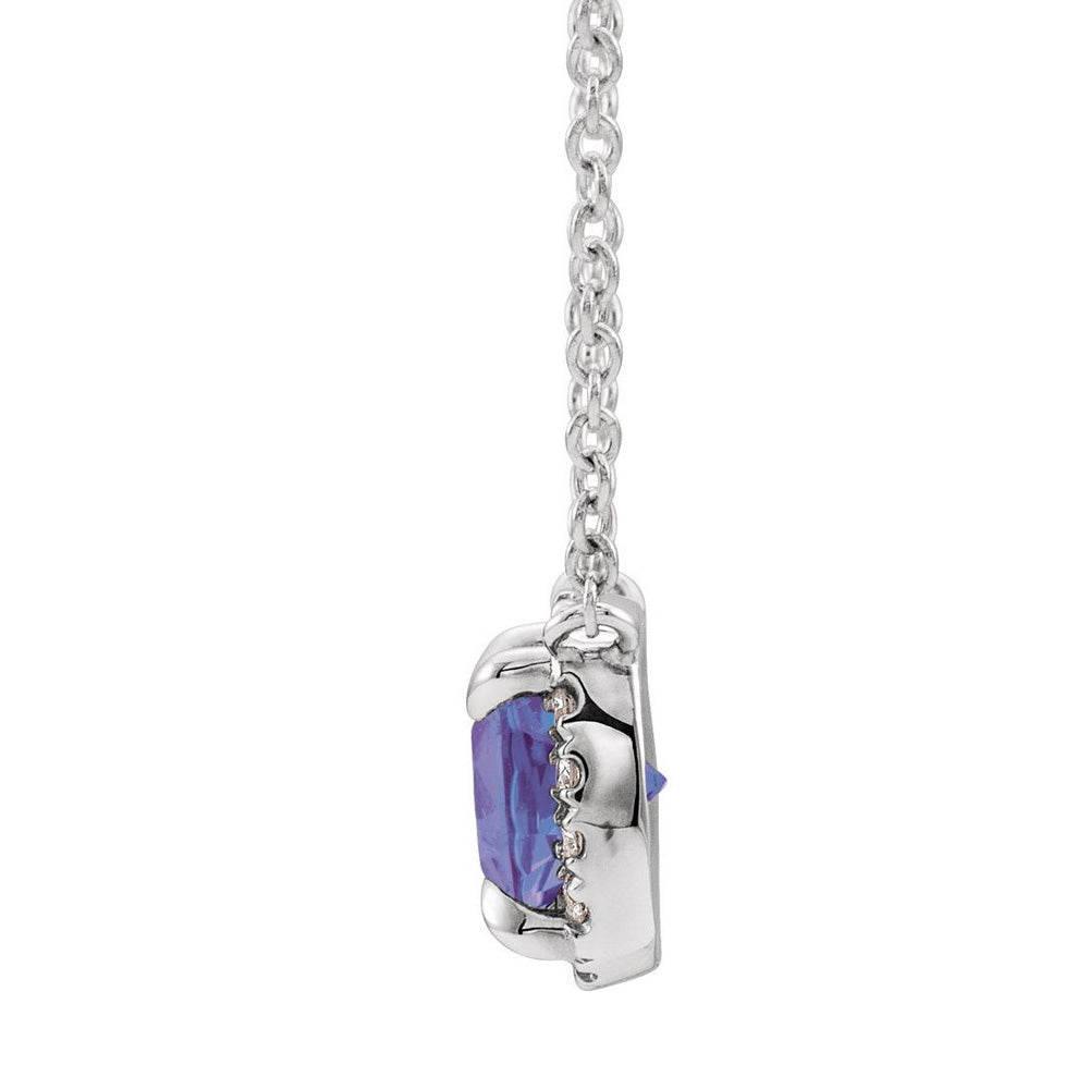 Alternate view of the 14K White Gold 3mm Square Tanzanite & .05 CTW Diamond Necklace, 18 In by The Black Bow Jewelry Co.