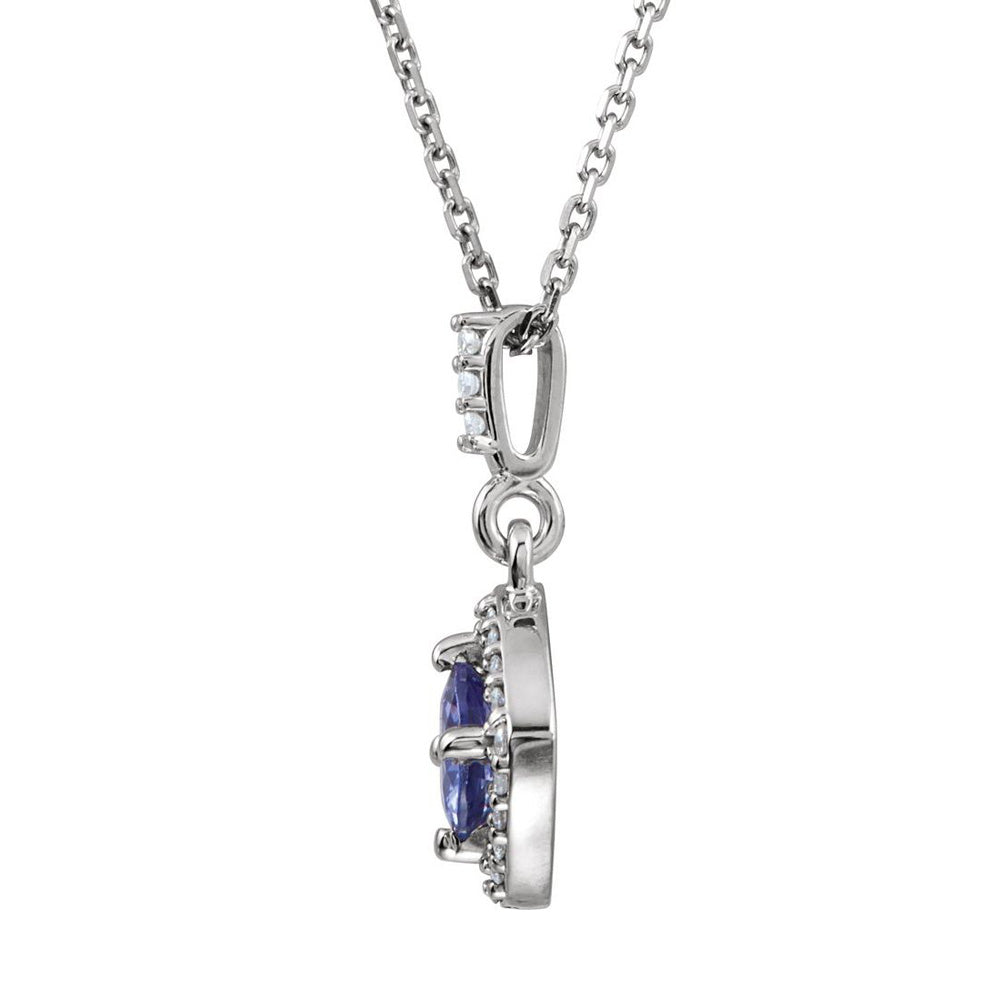 Alternate view of the 14K White Gold Tanzanite & 1/8 CTW Diamond Halo Style Necklace, 18 In by The Black Bow Jewelry Co.