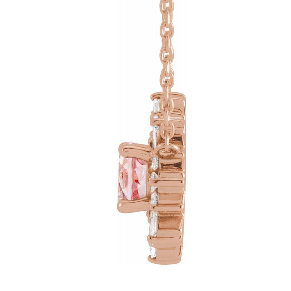 Alternate view of the 14K Rose Gold Morganite & 3/8 CTW Diamond Starburst Necklace, 18 Inch by The Black Bow Jewelry Co.