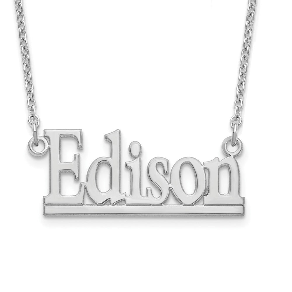 Personalized Polished Block Name Necklace, Item N22885 by The Black Bow Jewelry Co.