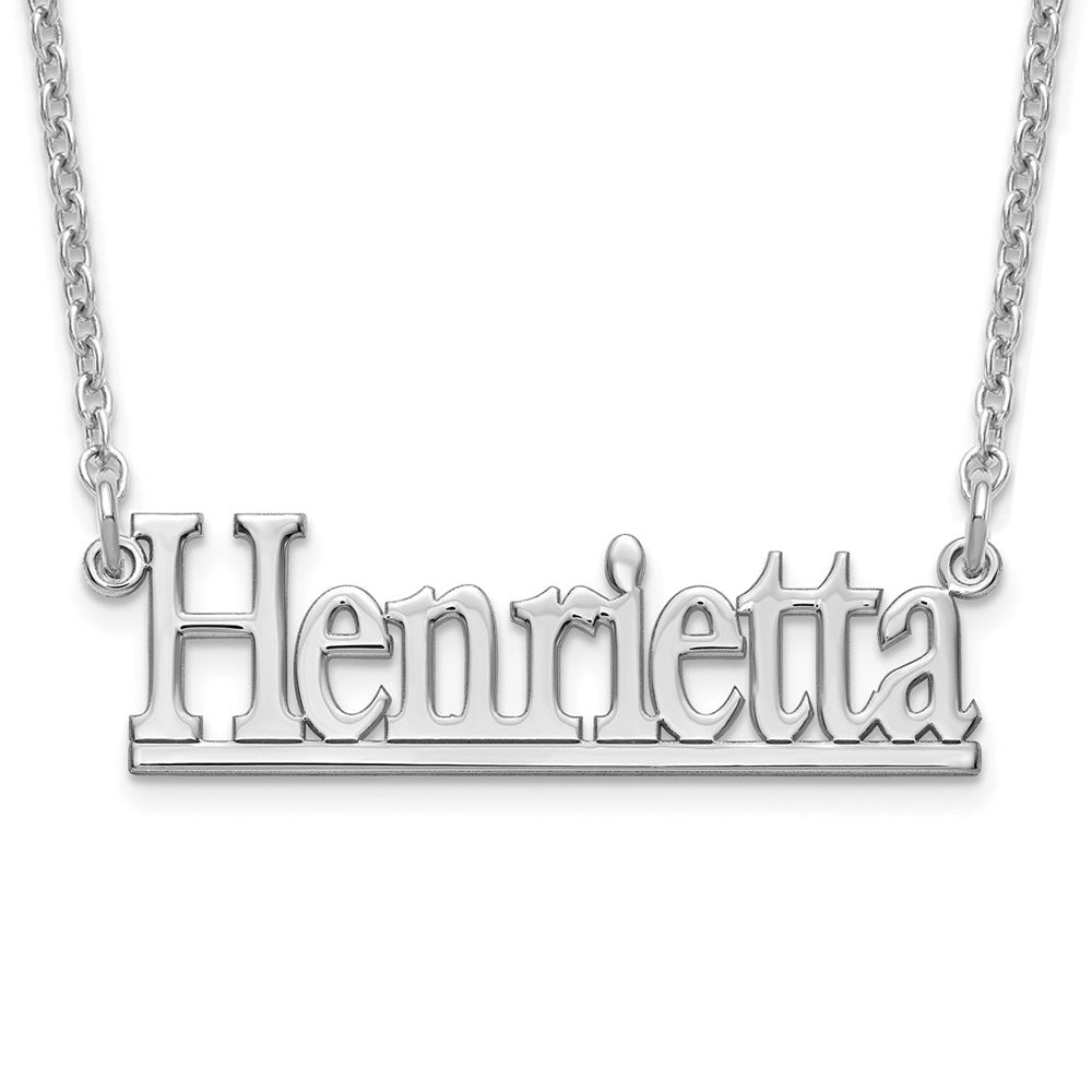 Alternate view of the 14K White Gold Polished Block Name Necklace, 16 in by The Black Bow Jewelry Co.