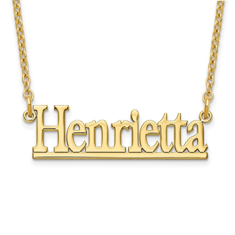 Alternate view of the 14K Yellow Gold Polished Block Name Necklace, 16 in by The Black Bow Jewelry Co.