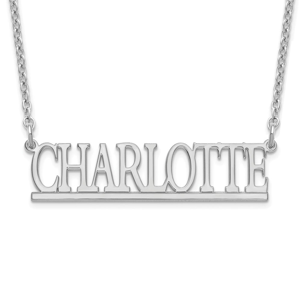 Alternate view of the 10K White Gold Polished Capital Block Name Necklace, 16 in by The Black Bow Jewelry Co.